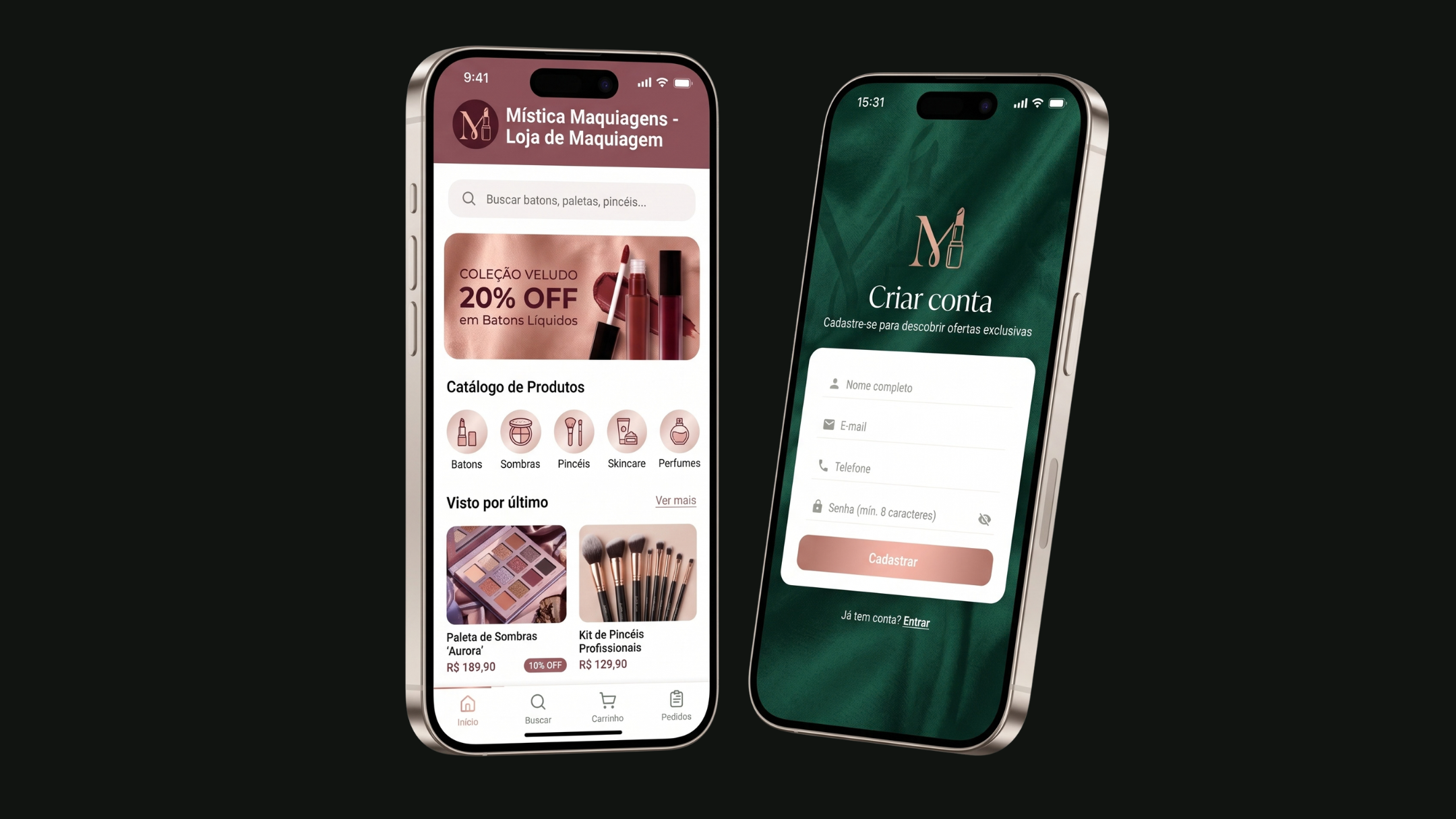 Exemplo de app para maquiagem